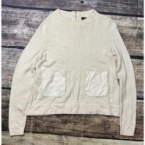 Banana Republic Sweater Womens S Merino Wool Vegan Leather